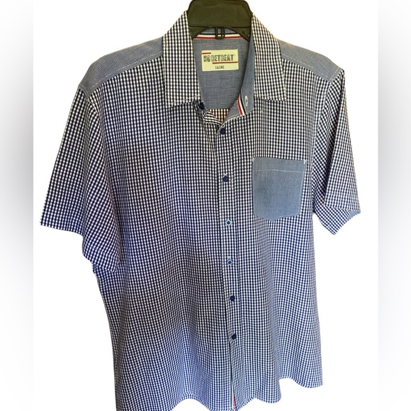 No Regrets Other - No Retreat Men’s Checkered Shirt Large – Gingham Print w/ Patriotic Detail